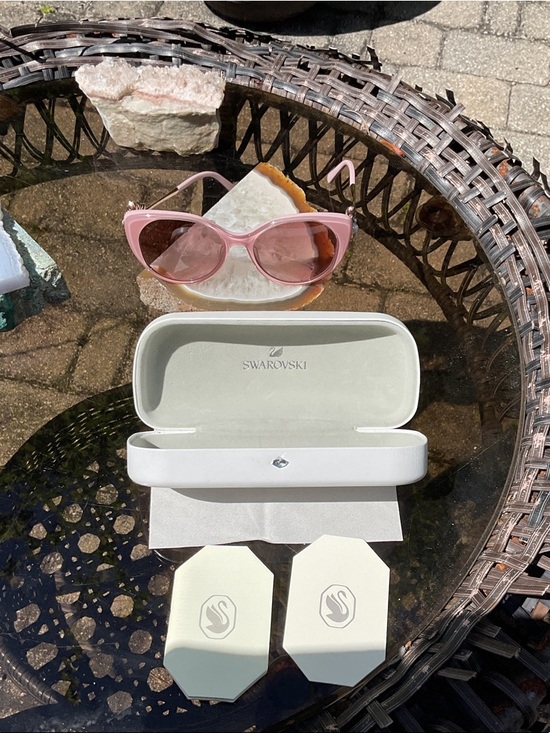 Swarovski Rose Pink Cat-Eye Sunglasses with Brown Gradient Lenses